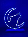 Kurt Figürlü Mavi Neon Gece Lambası