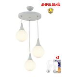 Damla 3 Lü Yuvarlak -Led Ampul  Dahil Modern Koridor Mutfak Salon Sarkıt Avize