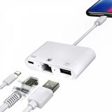 Polham Apple İpad ve İphone Uyumlu  İnternet, Şarj ve Kamera Dönüştürücü Kablosu, 3in1 RJ45 Adaptör