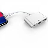 Polham Apple İpad ve İphone Uyumlu  İnternet, Şarj ve Kamera Dönüştürücü Kablosu, 3in1 RJ45 Adaptör