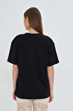 Strawberry Fields Forever Baskılı %100 Pamuk Kadın Oversize Siyah Tişört