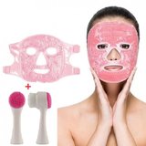 Jel Buz Paketi Yüz Maskesi Baş Ağrısı Yastık Kozmetik Maske + Çift Taraflı Cilt Fırçası (  )