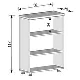 KİTAPLIK DOSYA DOLABI BEYAZ - 80X38X117