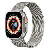 Apple Watch 49mm Seri 8 Ultra Uyumlu Woven Wire Tasarım Metal Hasır Kordon