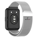 Huawei Watch Fit 2 Metal Hasır Kordon Woven Wire Metal Tasarım Kordon