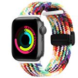Sneezy Apple Watch 42-44-45-49mm İle Uyumlu FiberLink Manyetik Tokalı Kumaş Örgü Kordon