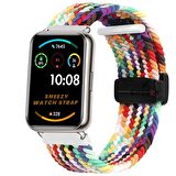 Sneezy Huawei Watch Fit 2  İle Uyumlu FiberLink Manyetik Tokalı Kumaş Örgü Kordon