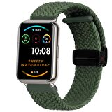 Sneezy Huawei Watch Fit 2  İle Uyumlu FiberLink Manyetik Tokalı Kumaş Örgü Kordon