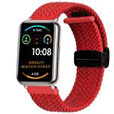 Sneezy Huawei Watch Fit 2  İle Uyumlu FiberLink Manyetik Tokalı Kumaş Örgü Kordon