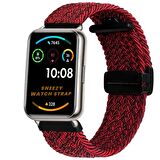 Sneezy Huawei Watch Fit 2  İle Uyumlu FiberLink Manyetik Tokalı Kumaş Örgü Kordon