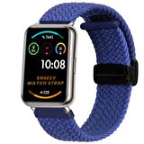 Sneezy Huawei Watch Fit 2  İle Uyumlu FiberLink Manyetik Tokalı Kumaş Örgü Kordon