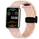 Sneezy Huawei Watch Fit 2  İle Uyumlu FiberLink Manyetik Tokalı Kumaş Örgü Kordon