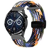 Sneezy Huawei Watch GT 3 Elegant Active 42mm Uyumlu 20mm FiberLink Manyetik Tokalı Kumaş Örgü Kordon