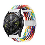Huawei Watch 3 Elite-Classic 46mm-Watch 3 Pro 22mm Uyumlu Metal Klips Solo Fiberlink Örgü Kordon