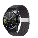 Sneezy Huawei Watch 4 46mm-Watch 4 Pro 22mm Uyumlu Metal Klips Solo Fiberlink Örgü Kordon