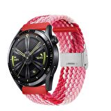 Sneezy Huawei Watch 4 46mm-Watch 4 Pro 22mm Uyumlu Metal Klips Solo Fiberlink Örgü Kordon
