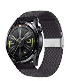 Sneezy Huawei Watch Gt4 46mm İle Uyumlu 22mm Metal Klips Solo Fiberlink Örgü Kordon