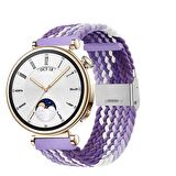 Sneezy Huawei Watch GT 4 41mm İle Uyumlu 18mm Metal Klips Solo Fiberlink Örgü Kordon