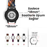 Sneezy Huawei Watch GT 4 41mm İle Uyumlu 18mm Metal Klips Solo Fiberlink Örgü Kordon