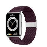 Sneezy Huawei Watch Fit 2 İle Uyumlu Metal Klips Solo Fiberlink Örgü Kordon