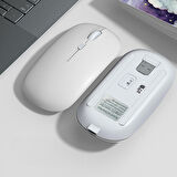 Apple Macbook Şarj Edilebilir Sessiz Mouse Bluetooth + 2.4Hz Wifi Kablosuz Mouse Fare