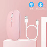 Xiaomi Tablet Şarj Edilebilir Sessiz Mouse Bluetooth + 2.4Hz Wifi Kablosuz Mouse Fare