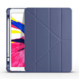 Apple iPad 9.Nesil 10.2 İnç 2021 Uyumlu Üçgen Katlanabilir Kalemlikli Standlı Akıllı Kılıf
