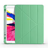 Apple iPad 9.Nesil 10.2 İnç 2021 Uyumlu Üçgen Katlanabilir Kalemlikli Standlı Akıllı Kılıf