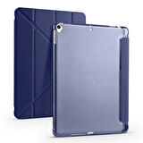 Apple iPad 7.Nesil 10.2 İnç 2019 Uyumlu Üçgen Katlanabilir Kalemlikli Standlı Akıllı Kılıf
