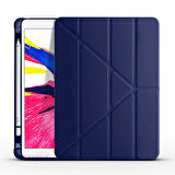 Apple iPad 7.Nesil 10.2 İnç 2019 Uyumlu Üçgen Katlanabilir Kalemlikli Standlı Akıllı Kılıf