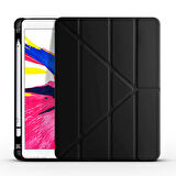 Apple iPad 7.Nesil 10.2 İnç 2019 Uyumlu Üçgen Katlanabilir Kalemlikli Standlı Akıllı Kılıf