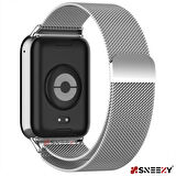 Sneezy Xiaomi Mi Band 8 Pro Uyumlu Woven Wire Tasarım Metal Hasır Kordon