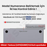 MacBook Air 13.6 İnç Kılıf M3-M2 / A3113-A2681, için Dayanıklı Koruyucu Mat Plastik Sert Kılıf