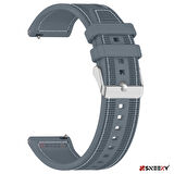 Sneezy Huawei Watch GT 3 Pro 43mm İle Uyumlu 20mm Dikiş Desenli Dokuma Silikon Kordon