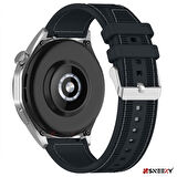 Sneezy Huawei Watch GT 3 Pro 43mm İle Uyumlu 20mm Dikiş Desenli Dokuma Silikon Kordon