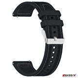 Sneezy Huawei Watch GT 3 Pro 43mm İle Uyumlu 20mm Dikiş Desenli Dokuma Silikon Kordon