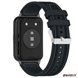 Sneezy Huawei Watch Fit 2 İle Uyumlu Dikiş Desenli Dokuma Silikon Kordon