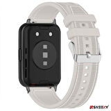 Sneezy Huawei Watch Fit 2 İle Uyumlu Dikiş Desenli Dokuma Silikon Kordon