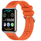 Sneezy Huawei Watch Fit 2 İle Uyumlu Dikiş Desenli Dokuma Silikon Kordon