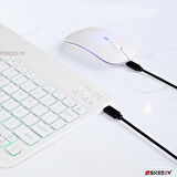 Apple ipad Air 2 9.7 inç Uyumlu RGB Işıklı Bluetooth & Wireless Türkçe Klavye Mouse Seti