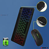 Apple ipad Air 6.Nesil 2024 10.9 inç Uyumlu RGB Işıklı Bluetooth & Wireless Türkçe Klavye Mouse Seti