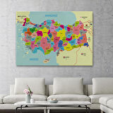 Harita Sepeti Türkiye Haritası Kanvas Tablo Sınır Komşulu Eğitici Dekoratif Tablo 3080