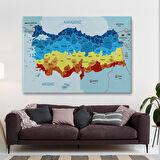 Harita Sepeti Türkiye Haritası Kanvas Tablo Sınır Komşulu Eğitici Dekoratif Tablo 3082