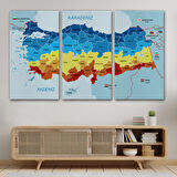 Harita Sepeti Türkiye Haritası Kanvas Tablo Sınır Komşulu Eğitici Dekoratif Tablo 3082