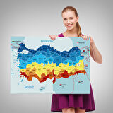 Harita Sepeti Türkiye Haritası Kanvas Tablo Sınır Komşulu Eğitici Dekoratif Tablo 3082