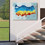 Harita Sepeti Türkiye Haritası Kanvas Tablo Sınır Komşulu Eğitici Dekoratif Tablo 3082