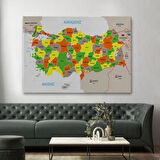 Harita Sepeti Türkiye Haritası Kanvas Tablo Sınır Komşulu Eğitici Dekoratif Tablo 3083