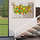 Harita Sepeti Türkiye Haritası Kanvas Tablo Sınır Komşulu Eğitici Dekoratif Tablo 3083