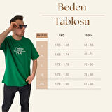 Erkek Tişört Baskılı Bisiklet Yaka Oversize Yeşil Comfort T-shirt Erkek Tshirt