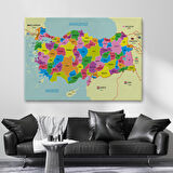 Harita Sepeti Türkiye Haritası Kanvas Tablo Sınır Komşulu Eğitici Dekoratif Tablo 3085